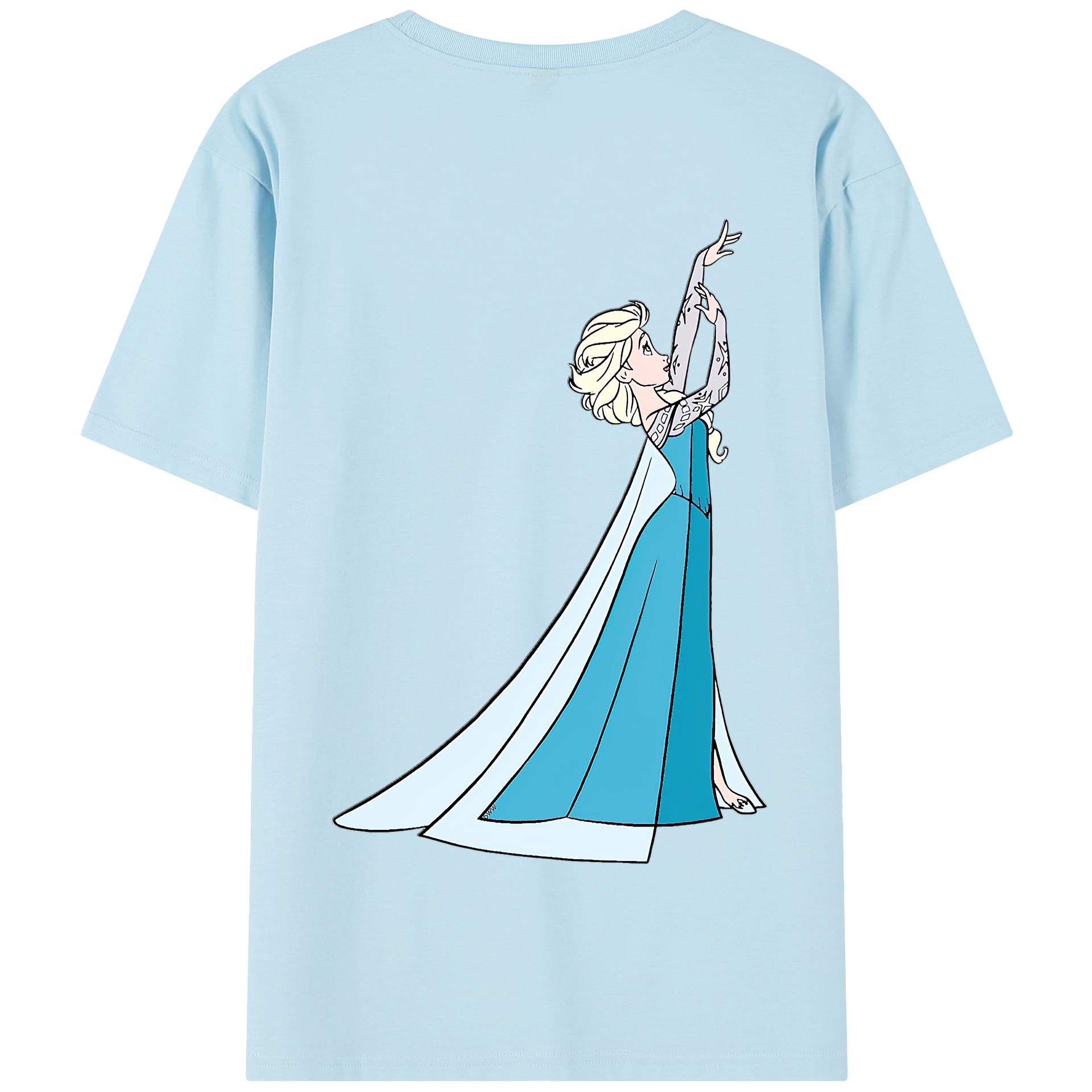 （画像用） アナと雪の女王 アンナ エルサ Frozen Anna Elsa 綿100％半袖Tシャツ（背面プリント）